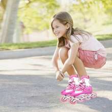 Roller Skates For Kids And Teens, Size M - Single Flash Adjustment System Roller Skates For Boys And Girls - Size (35-38) - Adjustable Size - Roller Skates For Kids - Durable - Pink - 粉色 - 查看 5