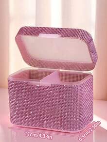 1pc Sequin Decorated Manicure Jewelry Box, Rhinestone Storage Box, Creative Storage Box, Manicure Dust-Proof & Anti-Oxidation, Large Capacity For Manicure Decorations, Recommended By Professional Manicurists, Handmade Sequin Decor, Shining Under Sunlight - Multicolor - View 9