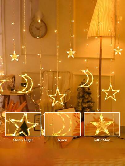1 قطعة أضواء سلسلة عيد الميلاد، إضاءة ليلية بجو عيد الميلاد بتصميم نجوم وقمر، أضواء فيري عيد الميلاد لديكور المنزل، غرفة الألعاب، حفلة عيد الميلاد، الخارج، حفل الزفاف، غرفة النوم، المكتب، الحديقة، المدرسة، المطعم، البار، حفلة الحديقة، مناسبة لعيد الميلاد، عيد الحب، عيد الأم، عيد الأب، يمكن استخدامها كهدية عيد الميلاد، هدية موسم الزفاف، ديكور عيد الميلاد، ديكور شجرة عيد الميلاد، هدية ، الزفاف، الحديقة، عيد الهالوين