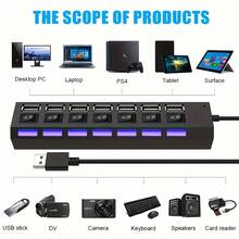 High-Speed USB 2.0 Hub - Extend The Connectivity Of Your Devices With 4/7 Ports, LED Indicator Switches, Compact And Lightweight Design For PCs And Laptops