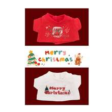 Weihnachtliche Atmosphäre Schal Dekorations-Set, Weihnachts-Muster T-Shirt, für LABUBU Set, modische Accessoires Zubehör, Urlaubs-Geburtstaggeschenk (ohne Plüschpuppe)