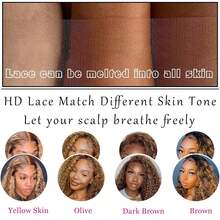 13x4 高光渐变色蕾丝前假发 26 英寸 女士混合发质假发 180% 密度 4/27 高清深波浪蕾丝前假发 蜜金色卷发 已拔婴儿发色 - S4/27 - 查看 6