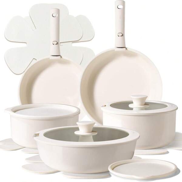 4/5/9PCS Detachable Handle Pot Set For Household Use, Non Stick Pot Set Suitable For Gas Stoves, Induction Cookers, Electric Ceramic Stoves, Halogen Stoves, Etc. (Pot Body Can Be Put Into The Oven)