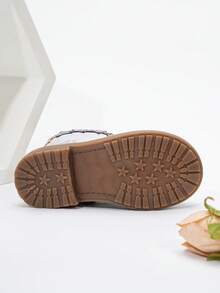 秋冬刺绣图腾靴，耐磨保暖舒适平底西式百搭婴儿靴 - 銀色 - 查看 2