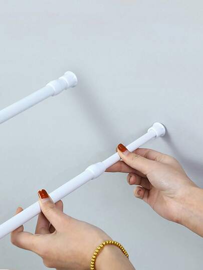 1pc/2pcs Adjustable No-Drill Shower Curtain Rod Holder, Wall-Mounted Curtain Hooks, Towel Bar Holder, Suitable For Bathroom, Kitchen, Bedroom, Living Room Bathroom Decor Christmas Decor