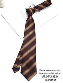 1条咖啡色和酒红色条纹领带，适合商务、休闲、婚礼、日常聚会、礼品等场合。 - 彩色 - 查看 8