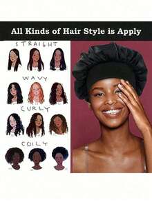 1 Stück Seiden-Schlafhaube, Satin-Schlafhauben, weich elastisches Band Seide Schlafkappe, Seide Haarwickel für lockiges Haar Damen Hauben einfarbig mit breitem Rand elastisch seidig Satin Mode Schlafkappe Lässig bequem atmungsaktiv Alltags Haarpflege Kappe Schulanfang