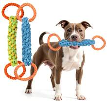 1pc Heavy-Duty Chewproof Dog Rope Toy - Bite-Resistant Dental Cleaning Rope With Double Handle Knot, Tough Chew Toy For Aggressive Chewers, Interactive Tug-Of-War Game, Compatible With All Dog Breeds (Orange/Blue) - Ideal Puppy Teething Toy, Rope Dog Toy Recommended For Small And Medium Dogs