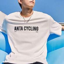 Lifestyle Series Letter Print Sports Short Sleeve T-Shirt Ivory Tops Men - 彩色 - 查看 5