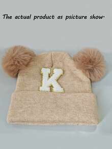 1 件刺绣个性化婴儿针织帽幼儿儿童 26 个字母无檐小便帽工艺女婴骷髅帽适合婴幼儿女孩日常佩戴 0-3 岁