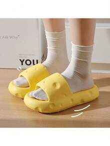 1双可爱奶酪拖鞋，情侣软底厚底室内家居防滑拖鞋，超柔软浴室淋浴防滑防臭凉鞋，夏季户外厚底拖鞋 - 彩色 - 查看 2