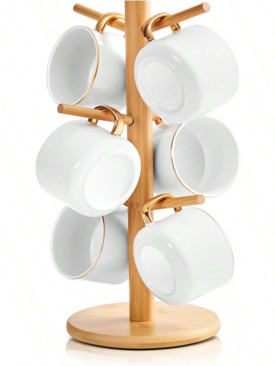 Mug Tree Counter, 6 Hooks Detachable Coffee Mug Holder, Decorative Mug Racks Coffee Bar Organizer - 1 - Xem 1