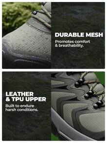 Men's Hiking Boots Waterproof Lightweight PRO Non-Slip Trail Grip Arch Support Trekking Camping Ankle Outdoor Boots - Army Green - View 9