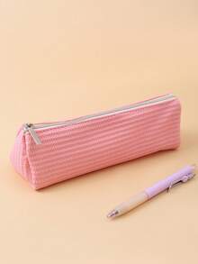 1pc Candy Color Triangle Pen Pouch Large Capacity Ins Style Niche Stationery Case Stationery Pouch For Primary Students,Back To School,School Supplies - Multicolor - View 14