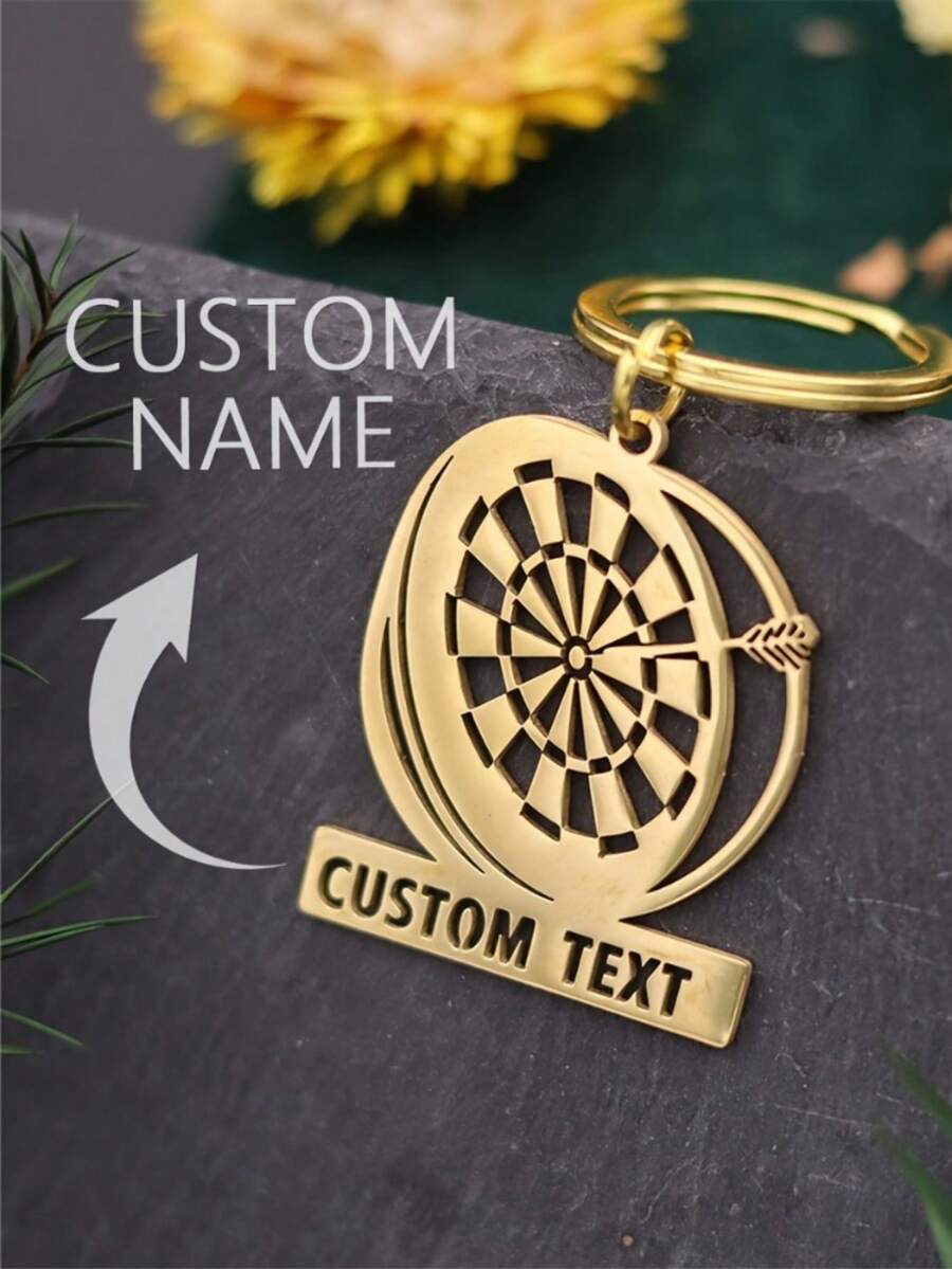 Laser Engraved Darts Target Keychain Laser Engraved Arrow Keychain Customized Stainless Steel Handmade Name Keyring - Multicolor - View 1