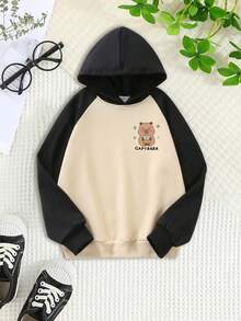 This Black And Color Block Sweatshirt Is Designed For Children, Featuring Animal Graphic Prints. The Stylish Appearance Highlights The Charm Of The Prints. Suitable For Casual, Sports, School Activities, Travel, And Outdoor Occasions. - Black - View 3
