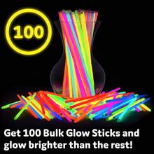 100/200Pcs Glow Stick,Multicolor Party Supplies,Glow In The Dark Party Favors For Adults,Suitable For Parties,Weddings,Birthdays,Halloween Decor,Glow Sticks For Wedding,Birthday Decorations,Christmas,Luminous Party Holiday Decorations,Light Up The Party Atmosphere ﻿ - 100 chiếc bảy màu - Xem 7