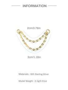 EleRunis 1PC 925 Sterling Silver Butterfly Piercings Earrings Chain Charm Flat Back Cartilage Helix Piercing Fine Jewelry For Daily Wear Wedding Party Engagement Anniversary Valentine's Day