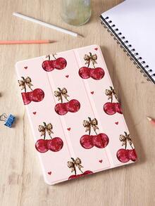 1 件豹纹蝴蝶结、樱桃红、心形图案平板电脑保护壳，兼容 10.2 英寸 Tablet Pro 2021/2020、第 9/10 代平板电脑、Galaxy Tab A8 10.5 英寸 2022、Matepad 10.4/Tab，防摔，带笔槽，支持睡眠/唤醒 - 彩色 - 查看 4