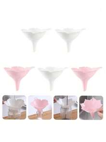 1/2/3/4/5 cái [Phễu hoa anh đào dễ làm sạch] Phễu hoa anh đào miệng rộng, phân phối đường và dầu - Hình hoa thanh lịch, Phễu bếp hoa anh đào - Nhựa bền, dễ làm sạch cho dầu ô liu & gia vị, Hoàn hảo cho chất lỏng & bột, - Nhiều màu - Xem 10