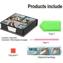 5D Diamant Malerei Set - Weihnachtselement Notizbuch Memo Box - Einzigartiges handgemachtes Geschenk, Diamant Kunst Set, asymmetrische runde Form, einzigartiges handgemachtes Geschenk für Büro und Schreibtisch Zuhause