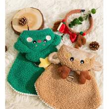 Cute Reindeer Pet Cape With Hood & Bow - Perfect For Xmas, Cozy & Stylish Warm Christmas Pet Cloak: Deer - Shaped Hood, Bow Accent & Leash Friendly Warm & Comfortable For Autumn/Winter Dog/Cat Apparel For Small Dogs