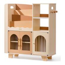 ROBUD Wooden Kids Bookshelf Montessori Bookshelf For Toddlers Beige Kids Bookcase And Toy Storage Wooden Book Shelf Organizer For Playroom Nursery Kids' Rooms - Brown - View 3