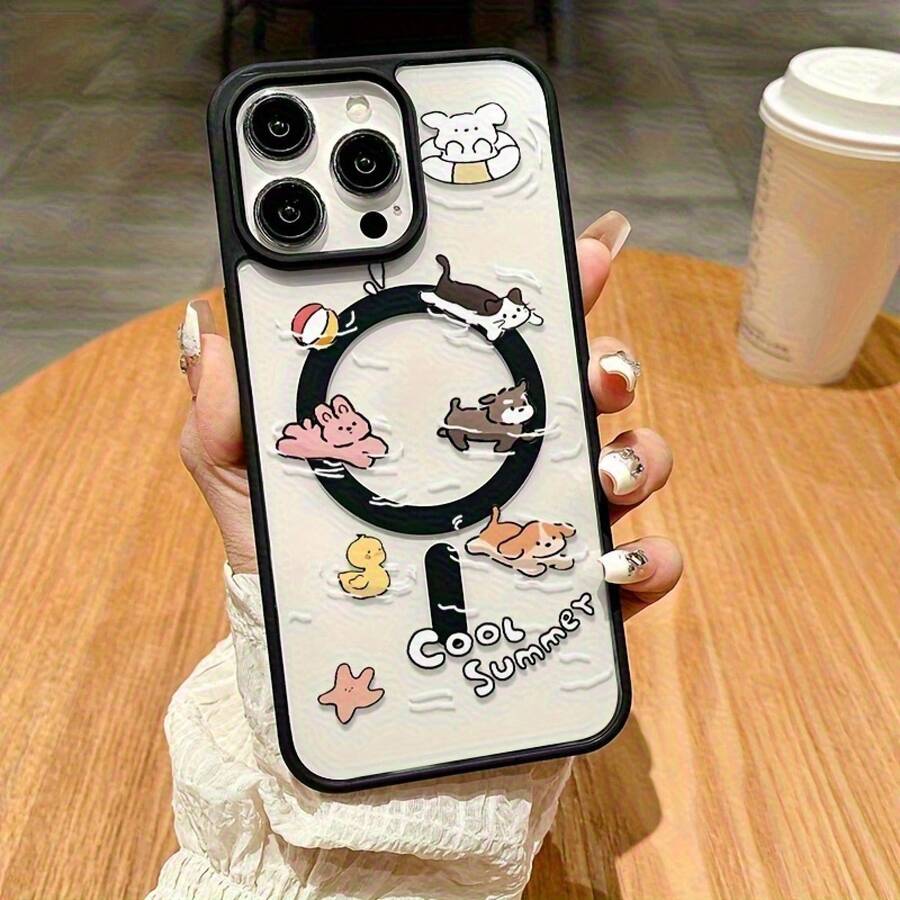 Esta funda magnética para teléfono de macaron dos en de acrílico está disponible en varios colores y compatible con los modelos X, XS, XS, 11, 12, 13, 14, 15 y 16 Pro, incluyendo la serie Plus. - Azul - Ver 1