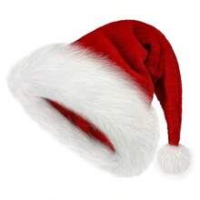 Santa Hat, Unisex Holiday Velvet Comfortable & Plush Christmas Hat For Adults, Perfect For New Year Party Celebrations, Cozy Santa Claus Cap Home Decor Christmas Decorations Room Decor Winter Christmas Decorations Home Christmas Gifts Christmas Decor - Multicolor - View 3