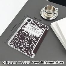 复古作文书图案 - 怀旧与学校风格平板电脑保护套带笔架，兼容 iPad 10.9/10.2/ Air 5th Gen/Pro11/10th/9.7/Air 2/iPad (7th Gen)/ iPad (8th Gen)/iPad Air 4/5/iPad Pro 11/iPad 10th 代 10.9 英寸 2022 智能保护套/iPad Air 13(M3 2025)/iPad Air 11(M3 2025)/iPad Air 11(M3 2025)/iPad 11(A16 2025)，自动睡眠/唤醒功能/时尚平板电脑配件 - 彩色 - 查看 10