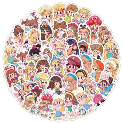 53 قطعة مجموعة ملصقات فتاة كاواييي جميلة، ملصقات شخصيات كرتونية مناسبة للابتوب وزجاجة المياه والهاتف والتجميع اليدوي وغير ذلك