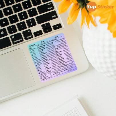 1pc Gradient Color Laptop Keyboard Shortcut Sticker, Includes Functional Shortcut Icons, Self-Adhesive, Clear, Suitable For Office, Computer Operation, Efficiency Improvement, Skill Learning, 3.14x3.14inch