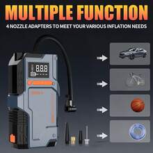 9-In-1 Cordless Tire Inflator Portable Air Compressor, Emergency Starter With Air Compressor, Car Jump Starter + Inflator All-In-One Machine, 150PSI/1300A Peak With LED Light And Digital Display