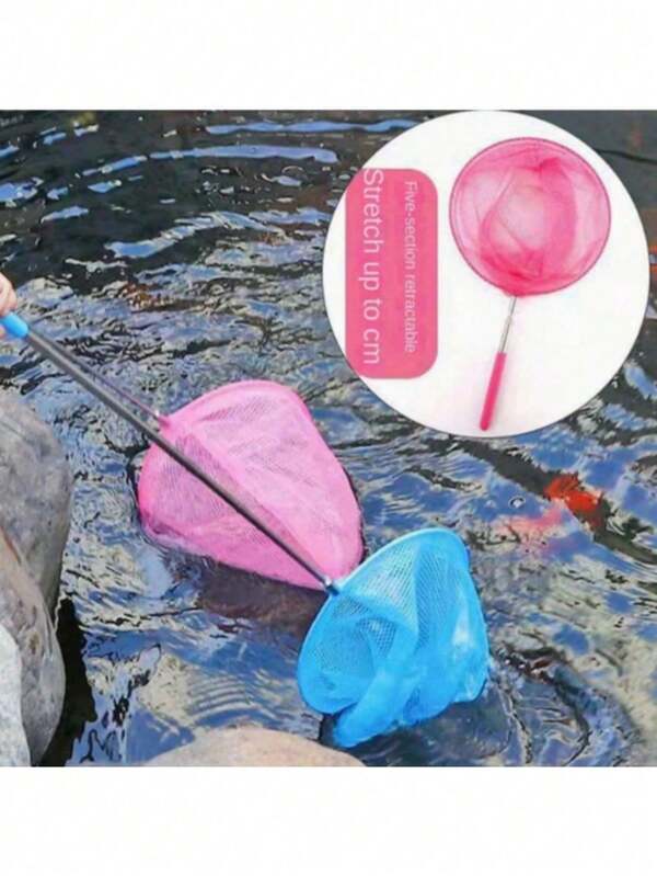 10pcs Outdoor Stainless Steel Telescopic Fishing Net, Cleaning Net, Anti-Insect Net, Dragonfly & Butterfly Net Bag, Suitable For Fishing And Outdoor Garden Use