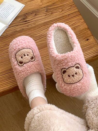 Cute & Warm Plush Anti-Slip Slippers For Teens, Boys & Girls, Indoor Home Slippers, Autumn/Winter