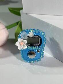 عداد أصابع مرصع بالألماس متعدد الألوان على شكل زهرة صغيرة، عداد إلكتروني محمول بزر يدوي، عداد بطاقة مصغر مناسب لعد التسبيح والرياضة وهدايا المناسبات - متعدد الألوان - مشاهدة 13