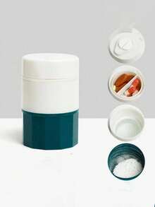 1 件装四合一便携式药片切割粉碎机，带分配器 - 紧凑型多用途药片分配器，适用于小药丸，包含可拆卸杯，耐用 PP 材质，白色和绿色 - 彩色 - 查看 11