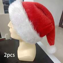Santa Hat, Unisex Holiday Velvet Comfortable & Plush Christmas Hat For Adults, Perfect For New Year Party Celebrations, Cozy Santa Claus Cap Home Decor Christmas Decorations Room Decor Winter Christmas Decorations Home Christmas Gifts Christmas Decor - Multicolor - View 13
