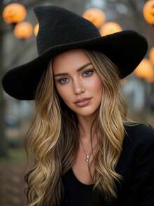 1pc European & American Style Knitted Witch Hat, Halloween Pointed Wizard Hat, Foldable, Popular Cross-Border Item, Autumn/Winter Fisherman Yarn Witch Knitted Pointed Foldable Magic Hat Autumn Outfits