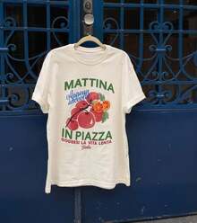 Camiseta Feminina Gola Redonda Estampa MATTINA IN PIAZZA Blusa Algodão Premium