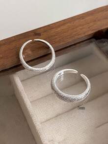 GAGAFEEL 1 chiếc nhẫn đeo tay mỏng có thể điều chỉnh được bằng bạc Sterling S925 thời trang tối giản thanh lịch lấp lánh mờ mở cho phụ nữ làm quà tặng trang sức dự tiệc hàng ngày - Bạc - Xem 3