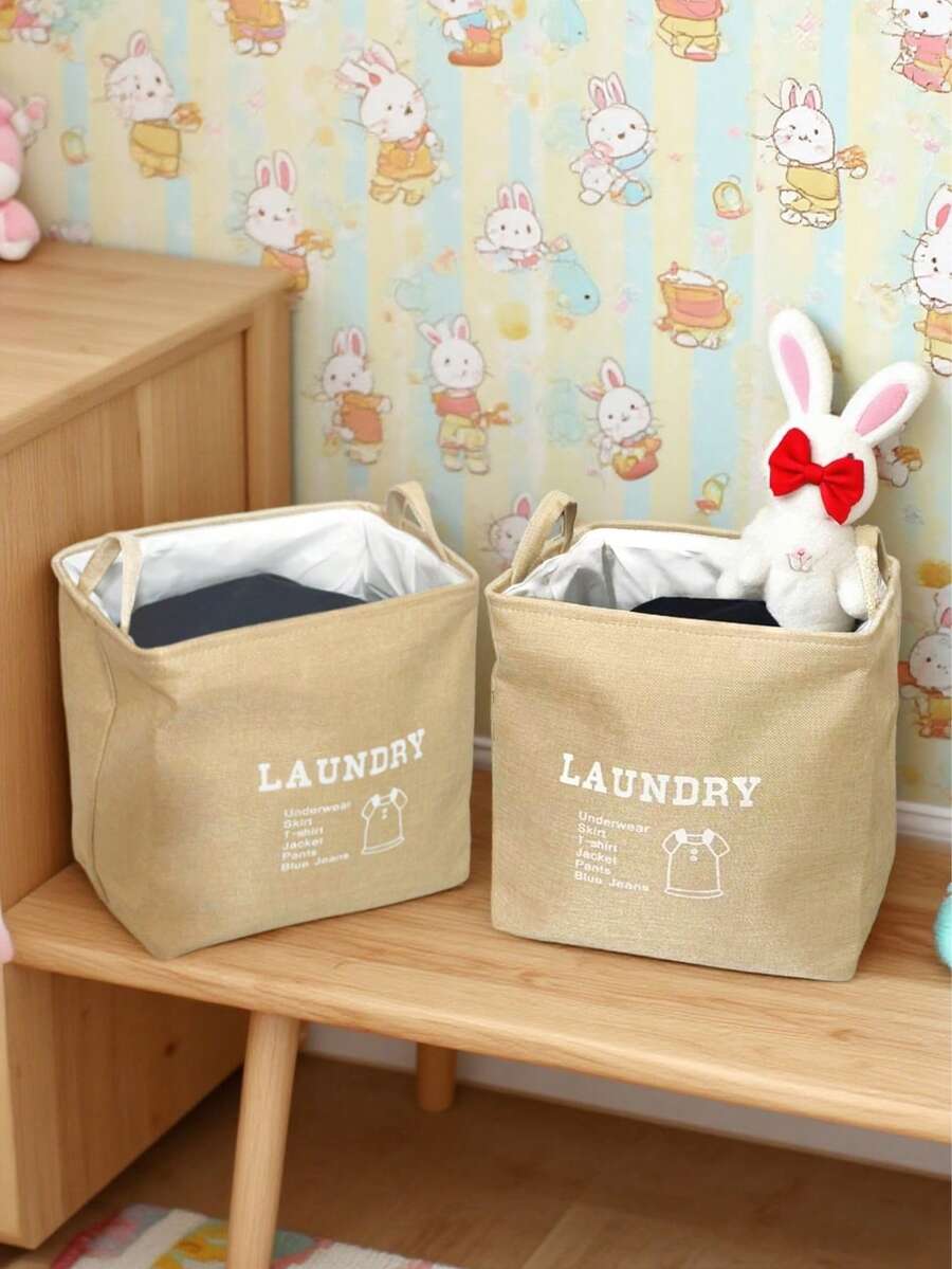 1pc Collapsible Fabric Laundry Basket Simplicity Design Storage Basket With Handles Nursery Decorative Hamper For Toys, Clothes, Blanket, Bathroom, Living Room, Bedroom Organizer, Home Decor