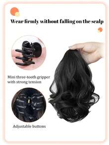 儿童卷发假发短马尾卷发短自然发爪夹梨花卷低辫子接发适合儿童日常佩戴节日