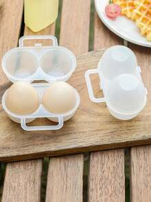 1pc Durable PP Polypropylene Double Layer Portable Egg Storage Box, Solid Color Shock-Proof Egg Container, Suitable For Outdoor Use