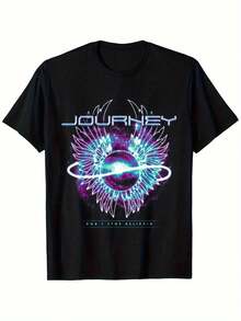 Camiseta Journey Galaxy Wings, Camiseta Journey, Camiseta de Moda, Camiseta Deportiva Casual Cómoda y Transpirable para Primavera, Verano, Vacaciones y Ocio. - Negro - Ver 2