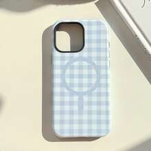 GUCADI 1 件个性化图案磁性手机壳，适用于 Apple 16 Pro Max、13、15、14、11，哑光硬壳，简约设计 - 藍 - 查看 3