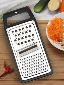 1个不锈钢多功能蔬菜刨丝器，可切片、切水果，手持式胡萝卜刨丝器，适用于土豆、黄瓜、奶酪、胡萝卜、西葫芦等蔬菜水果，也可作沙拉刨丝器、面条刨丝器使用，是厨房、聚会等场合的实用厨房工具。 - 黑色 - 查看 2