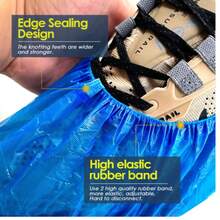 100-Pair Pack Disposable Shoe Covers - Non-Slip High Quality Booties, One-Time Use Foot Protectors For Hospitals, Labs, Cleaning, Home - Fits US Men'S 11 & Women'S 13 (Men'S/Women'S Shoe Sizes) - Hygienic Shoe Covers For Indoor/Outdoor Use, Hospital Footwear, Snug Fit Design, Durable Protection, Protective Footwear, Lab Technicians, Indoor Footwear, Lightweight Footwear, Breathable Material, Footwear Protection, Healthcare Workers