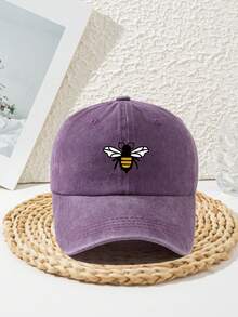 1 件女士可爱蜜蜂印花个性化户外运动水洗复古可调节蜜蜂休闲可爱涤纶印花沙滩软顶棒球帽，适合春夏秋冬 - 多色 - 查看 27