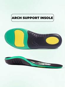 1 Pair Unisex Arch Support Full Length Shock Absorbing Breathable Anti-Skid Insoles, Trimable For Sports Shoes